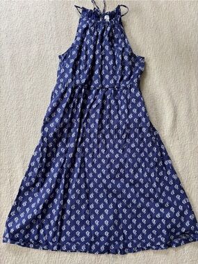 J. Crew Navy Blue Floral Halter Midi Dress